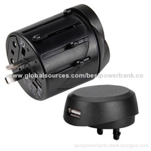 Worldwide USB Universal Travel Chargers with US/UK/AU/EU Plug, Fire-retardant ABS Material